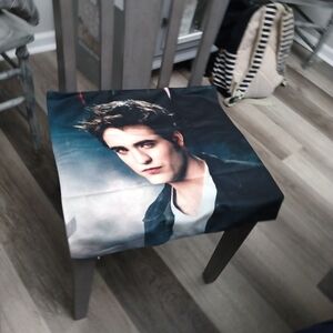 Source Unknown Blue and Black Decorative Chair Cover